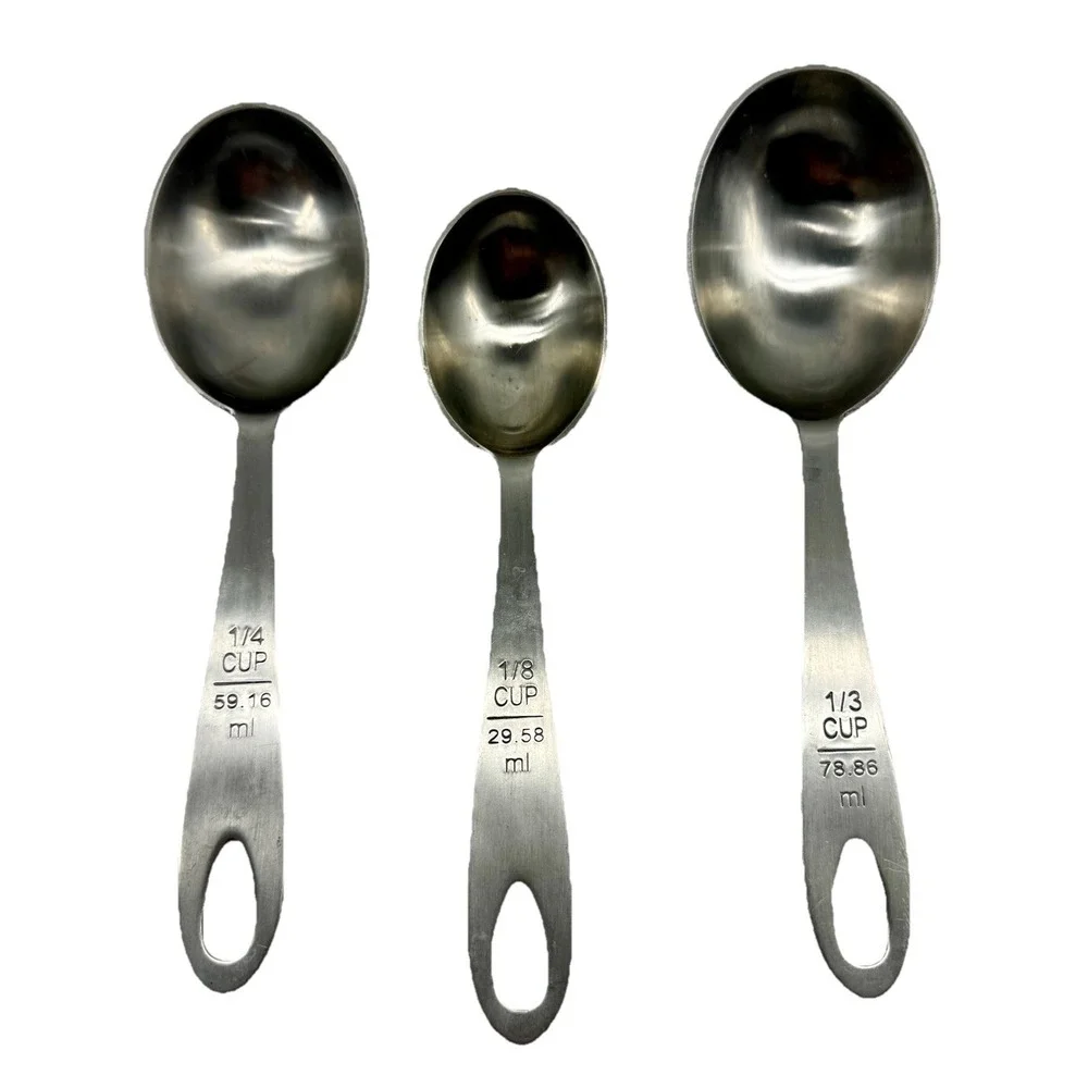 Lindy's MPC4 Stainless Steel Measuring Cup Spoons 3 Pc Set 1/8 1/4 1/3 Cup 8.5